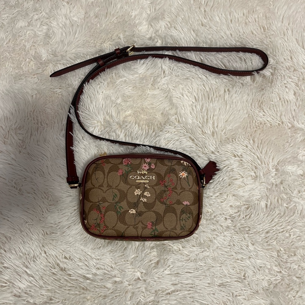Flower Decorated Coach Crossbody Purse